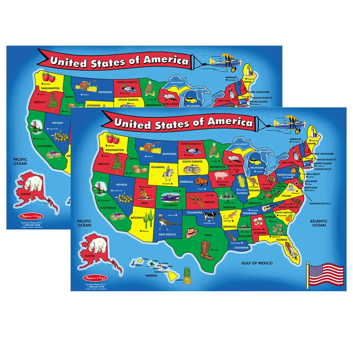 Melissa & Doug U.S. Map Floor Puzzle - 51 Pieces, 2 Pack 1