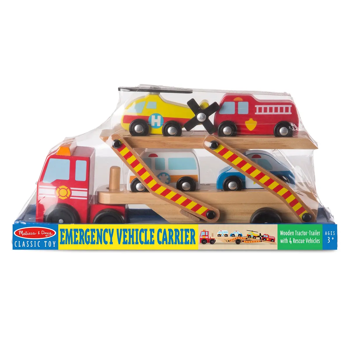 Melissa & Doug Wooden Emergency Vehicle Carrier Set 1