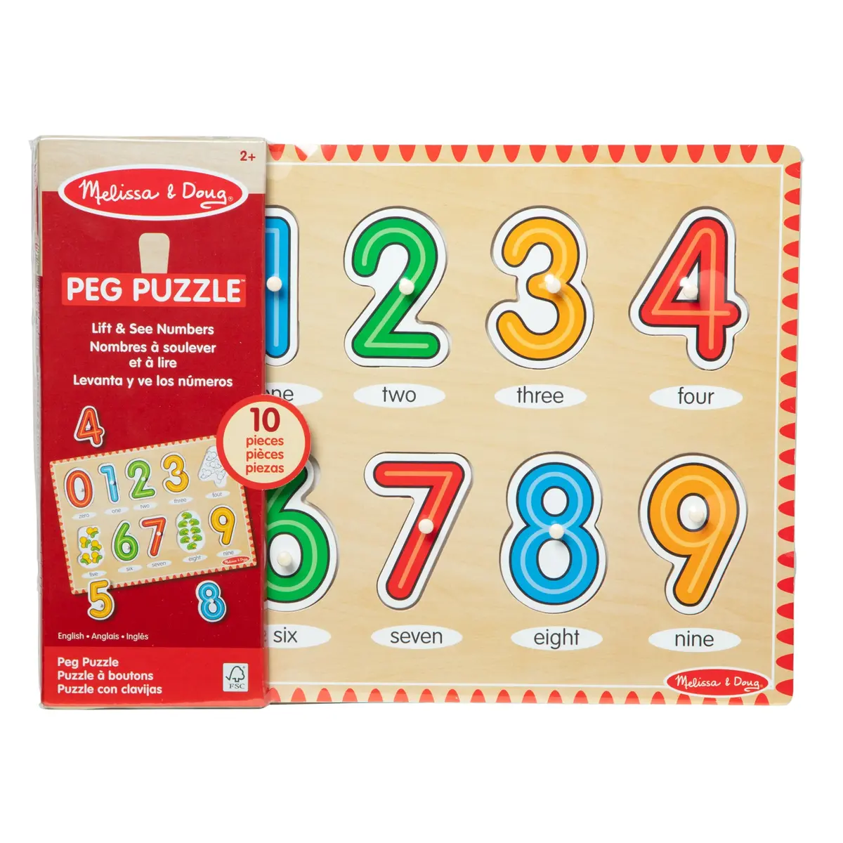 Melissa & Doug See-Inside Numbers Wooden Peg Puzzle - 10 Pc 1