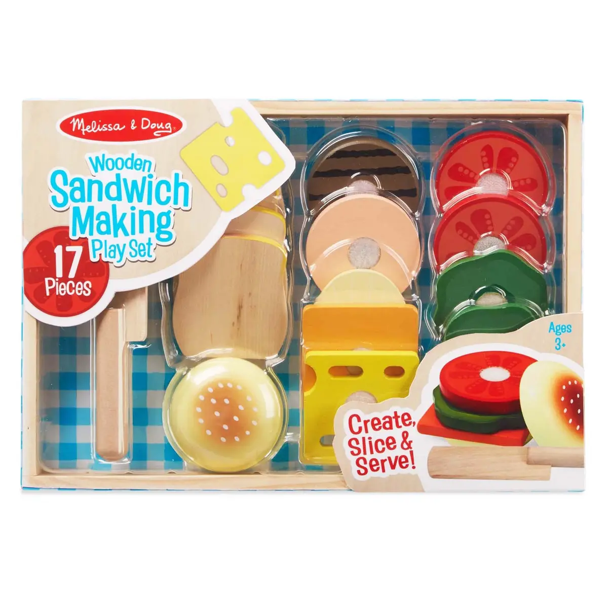 Melissa & Doug 16-Piece Wooden Sandwich Shop Play Set 1