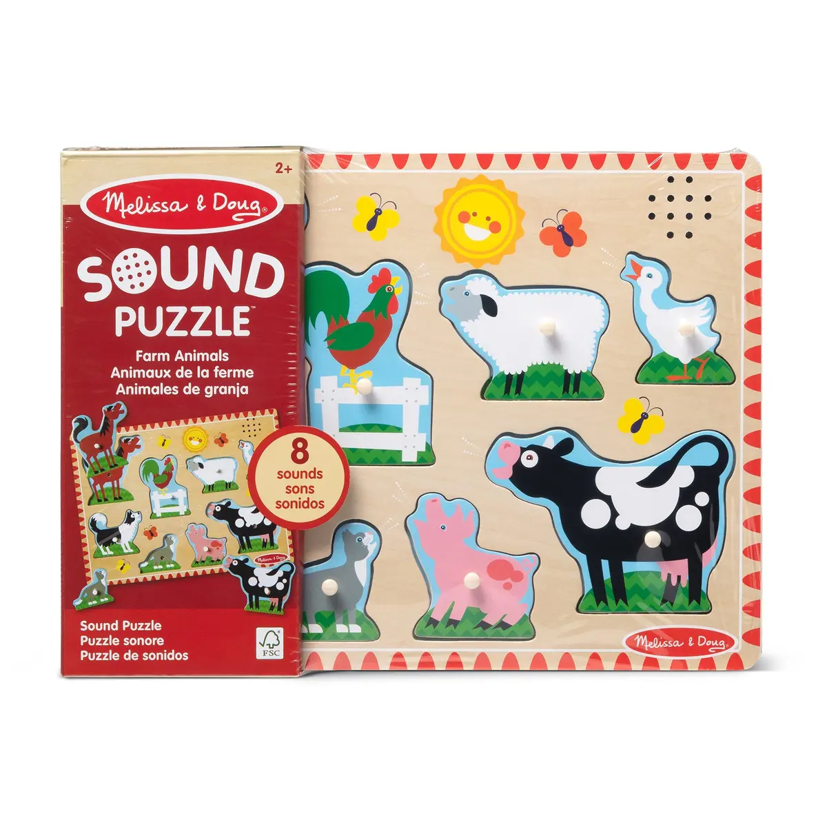 Melissa & Doug Farm Animals Sound Puzzle - 8-Piece Interactive Learning Toy 1