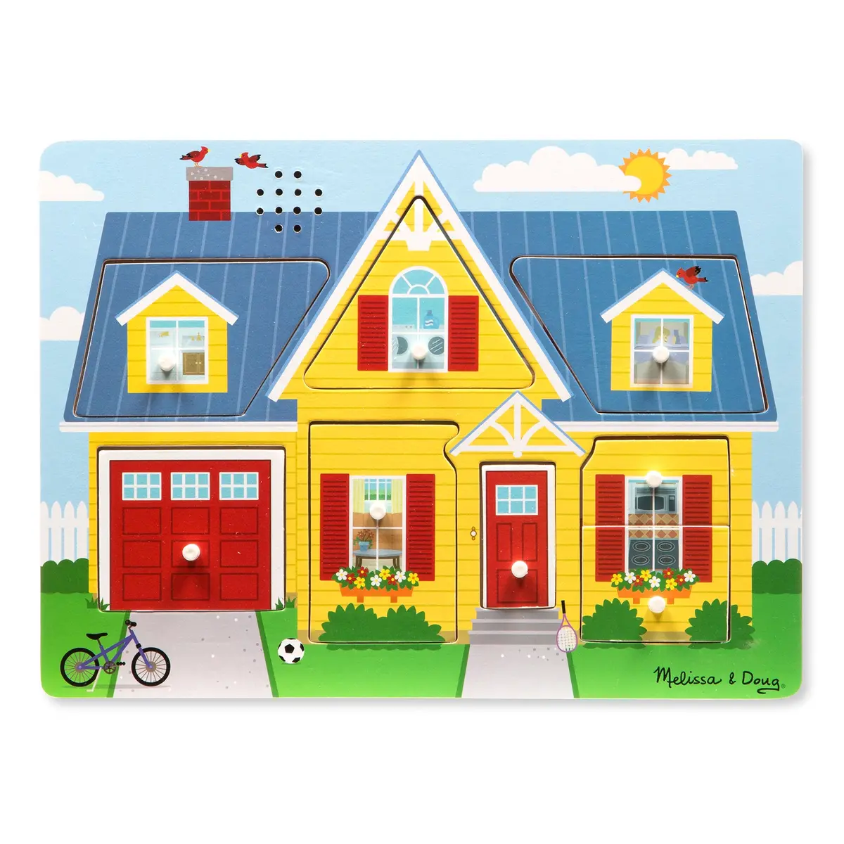 Melissa & Doug Around The House 8-Piece Wooden Sound Peg Puzzle 1