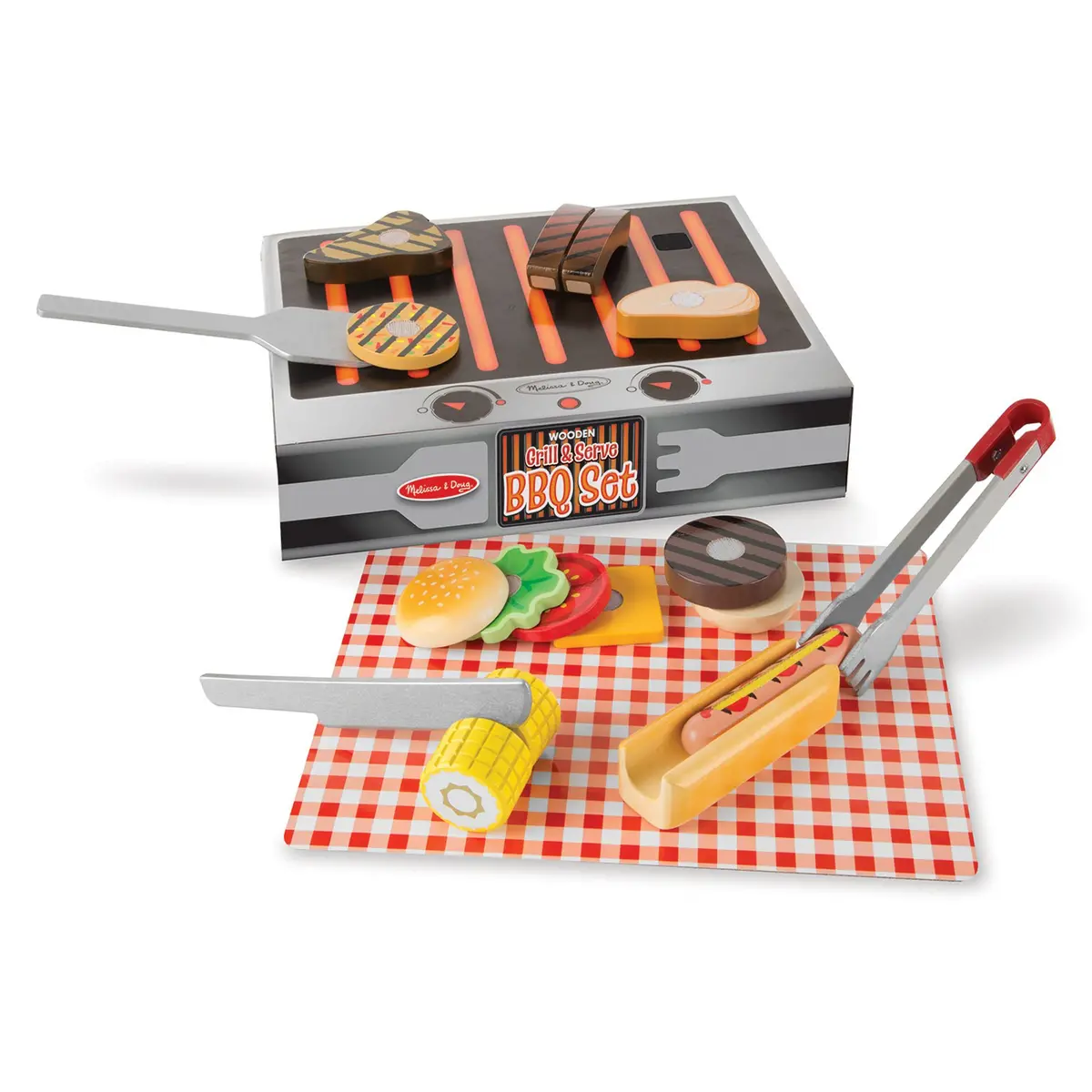 Melissa & Doug 20-Piece Wooden Grill & Serve Bbq Set 1