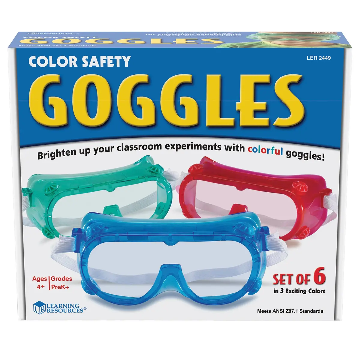 Learning Resources Safety Goggles Set - Vibrant, Adjustable 6-Pack 1