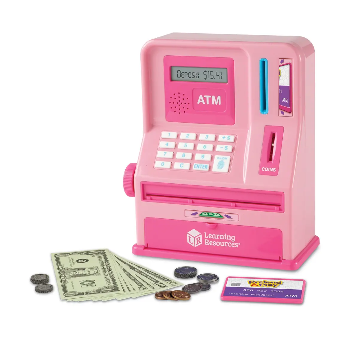 Learning Resources Pretend And Play Teaching Atm Bank, Flamingo Pink 1