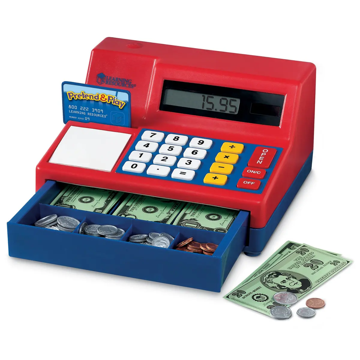 Learning Resources Pretend & Play Calculator Cash Register With Solar Panel 1