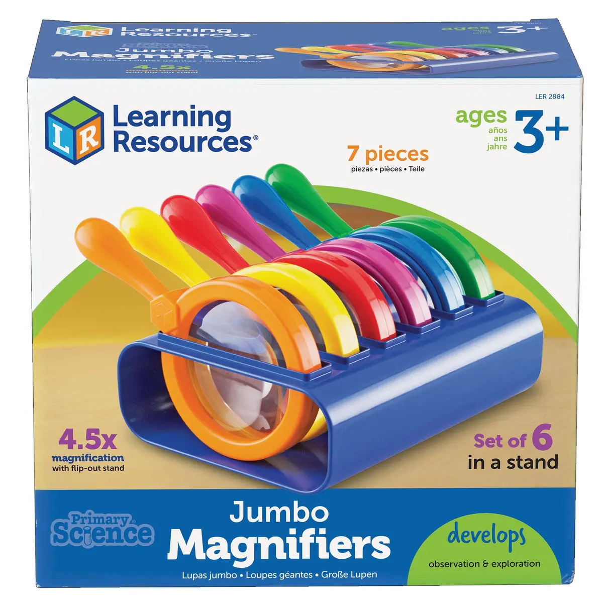 Learning Resources Jumbo Magnifiers Science Kit - Colorful Set Of 6 1