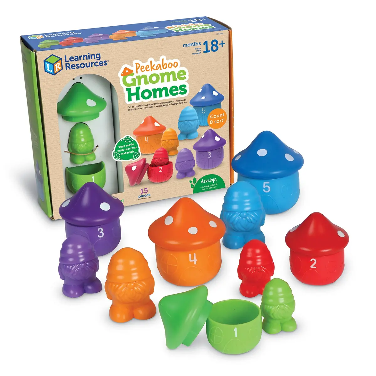 Learning Resources Peekaboo Gnome Homes - Colorful Playset For Toddlers 1