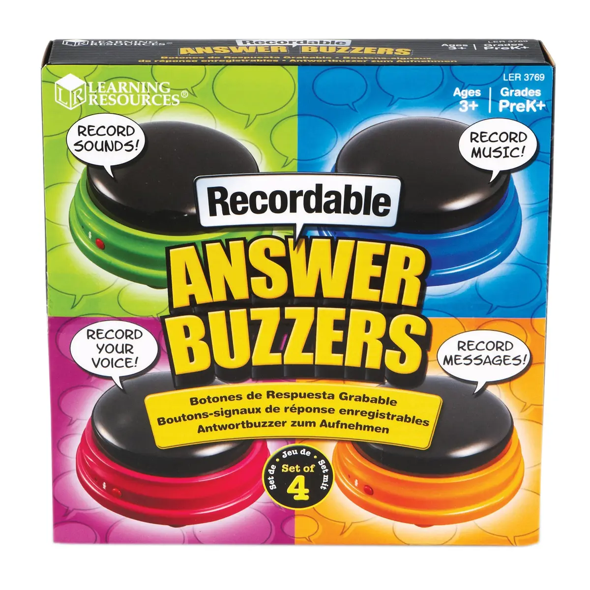 Learning Resources Recordable Answer Buzzers - Interactive Set Of 4 1