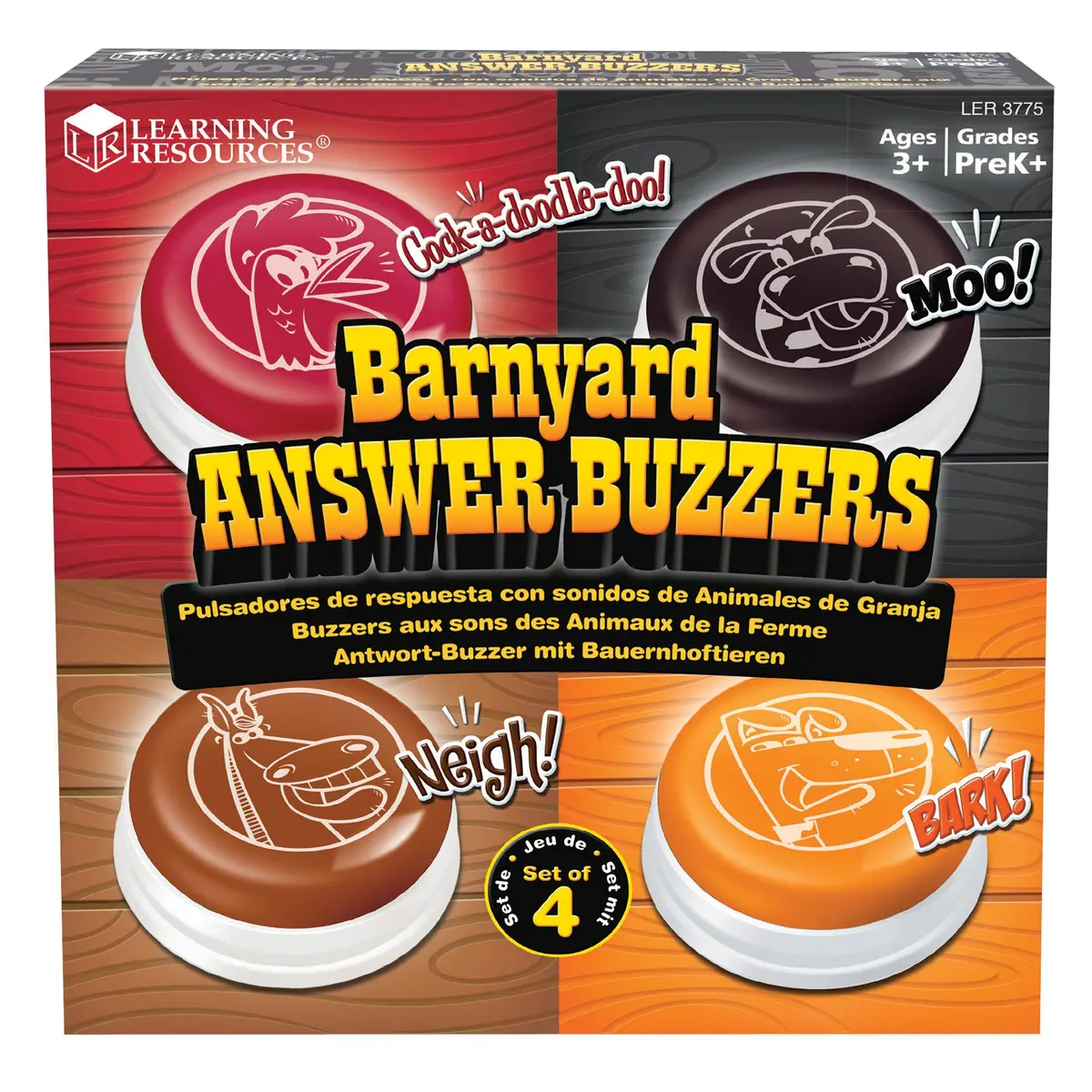 Learning Resources Barnyard Buzzers - Interactive Animal Sounds - Pack Of 4 1