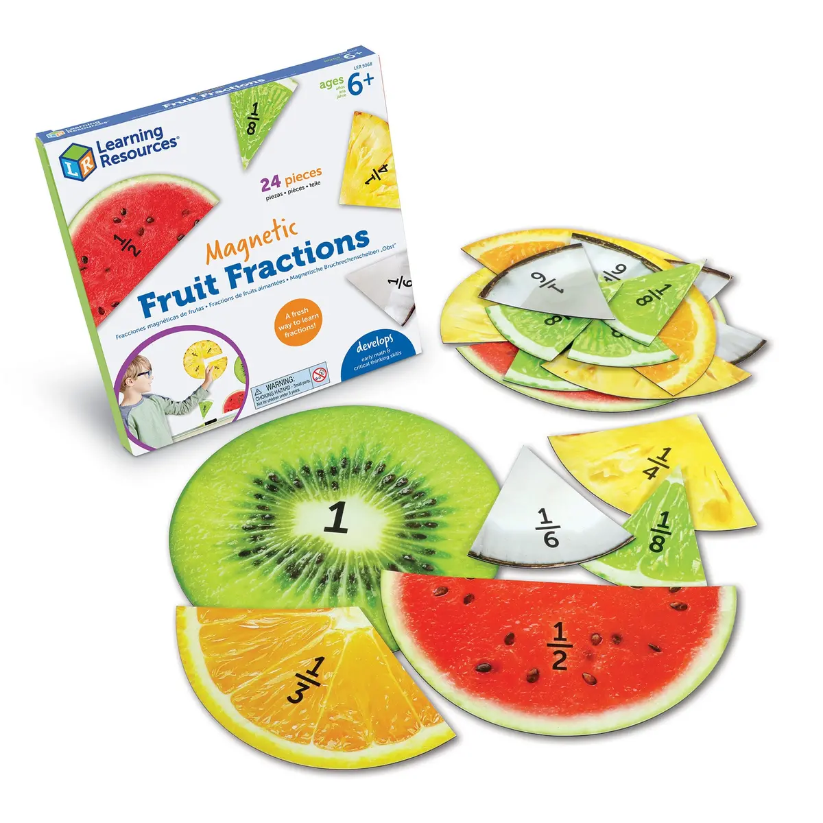Learning Resources Magnetic Fruit Fractions - Educational Math Toy 1