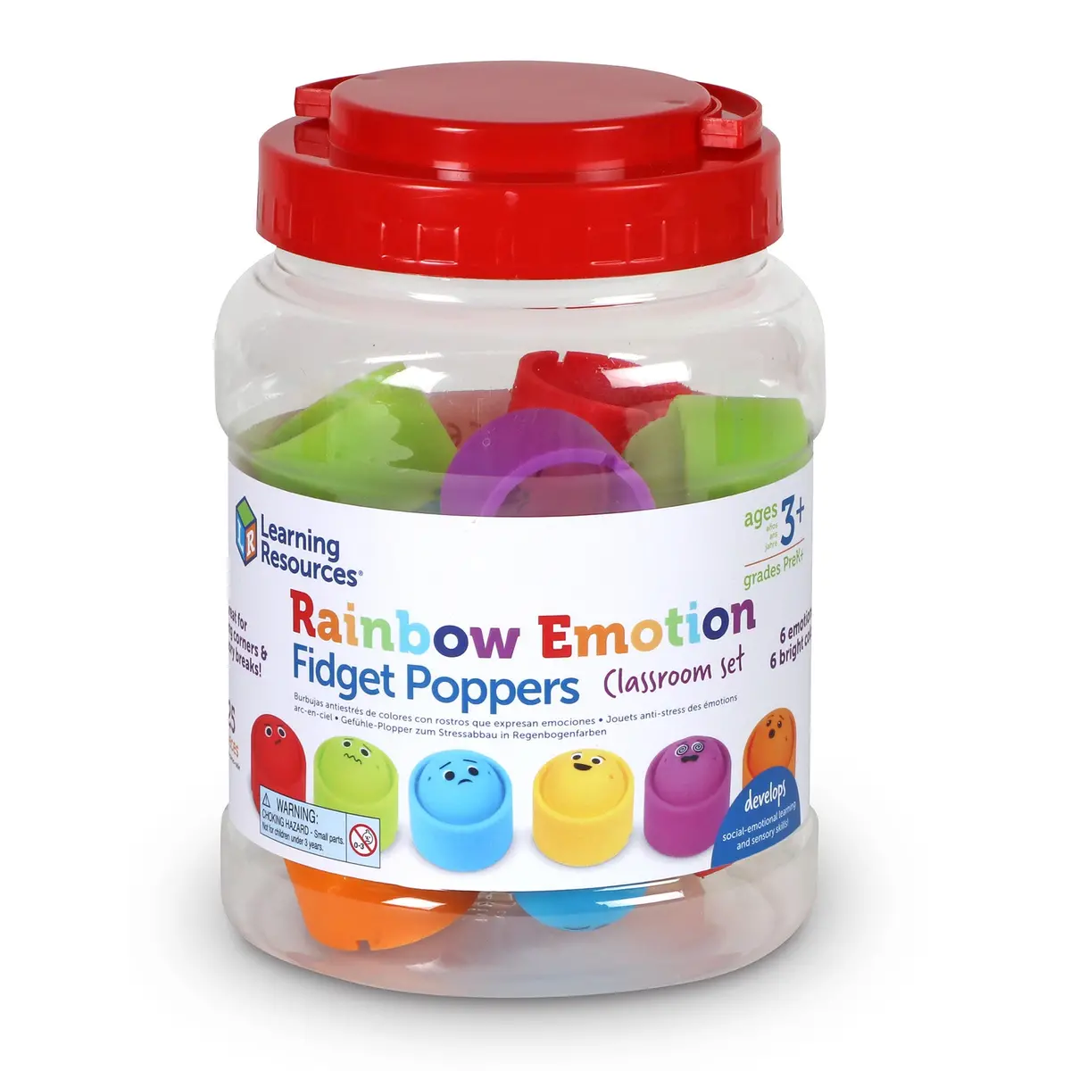 Learning Resources Rainbow Emotions Fidget Poppers - Sel Classroom Set 1