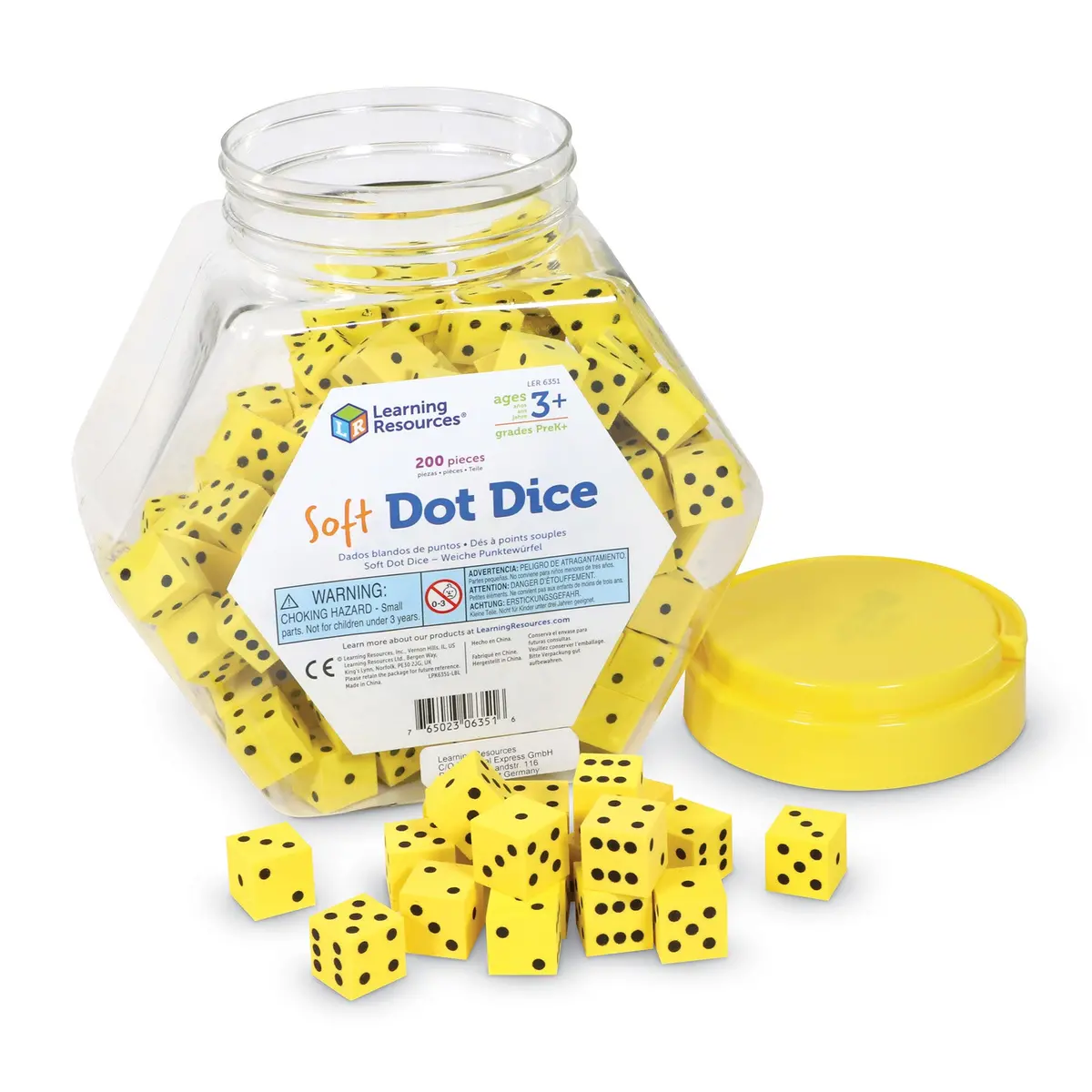 Learning Resources Soft Foam Dot Dice Set - 200 Count - Yellow 1