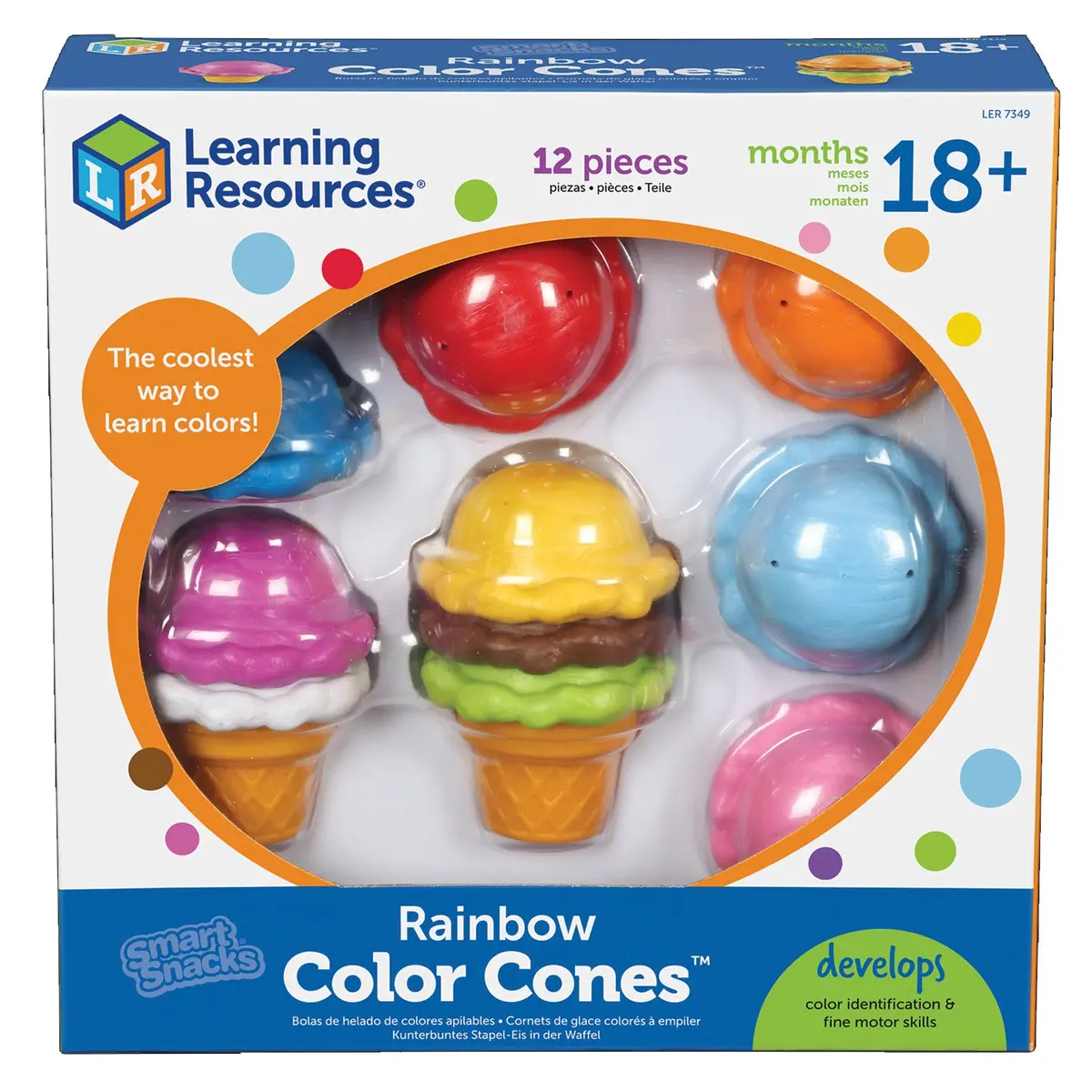 Learning Resources Smart Snacks Rainbow Color Cones - Ice Cream Stacking Toy 1