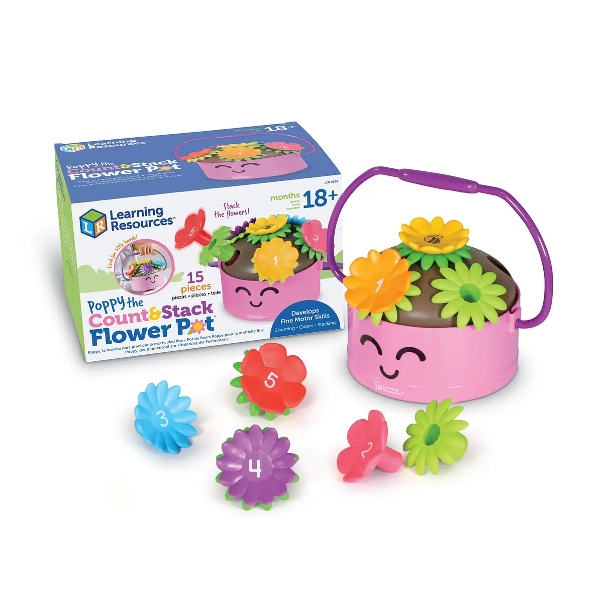 Learning Resources Poppy The Count & Stack Flower Pot - Interactive Educational Toy 1