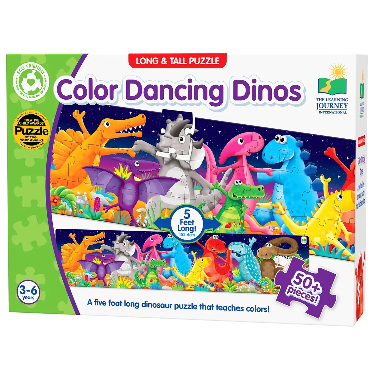 The Learning Journey Long & Tall Puzzles - Color Dancing Dinos - 51 Pc 1