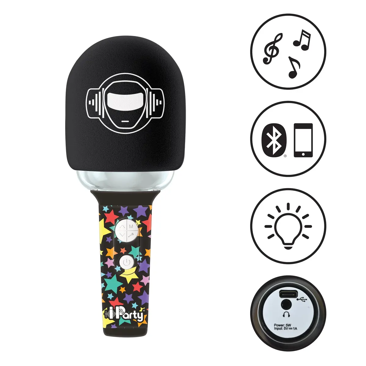Lexibook Bluetooth/Wireless Karaoke Microphone With Sound And Light Effects 1