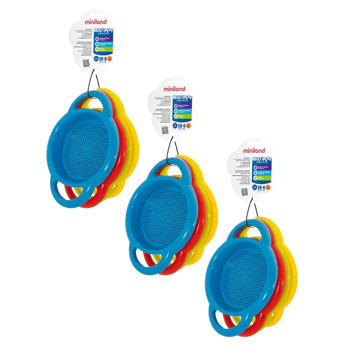 Miniland Colorful Sieves For Outdoor Play - 12 Pack 1