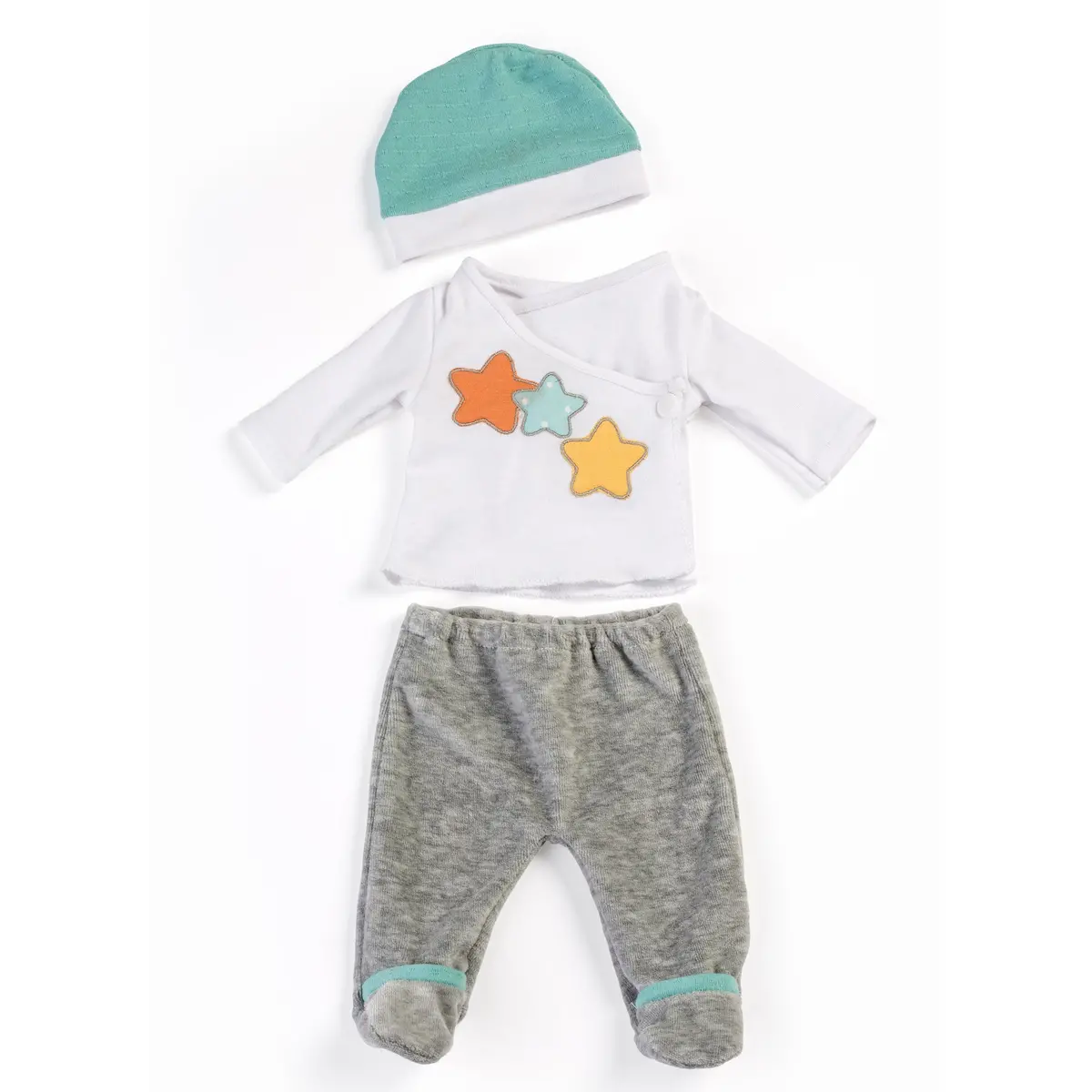 Miniland 15" Doll Gray Pajama Set With Cap, Gender Neutral 1