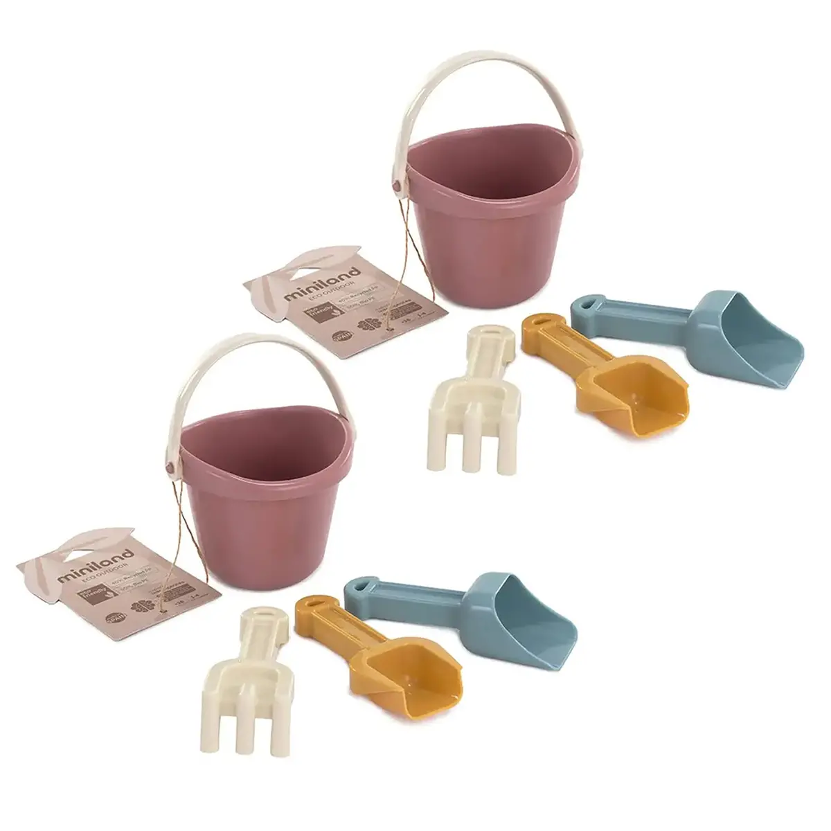 Miniland Eco Baby Sand Set, Pastel Colors, 4 Pieces Per Set, 2 Sets 1