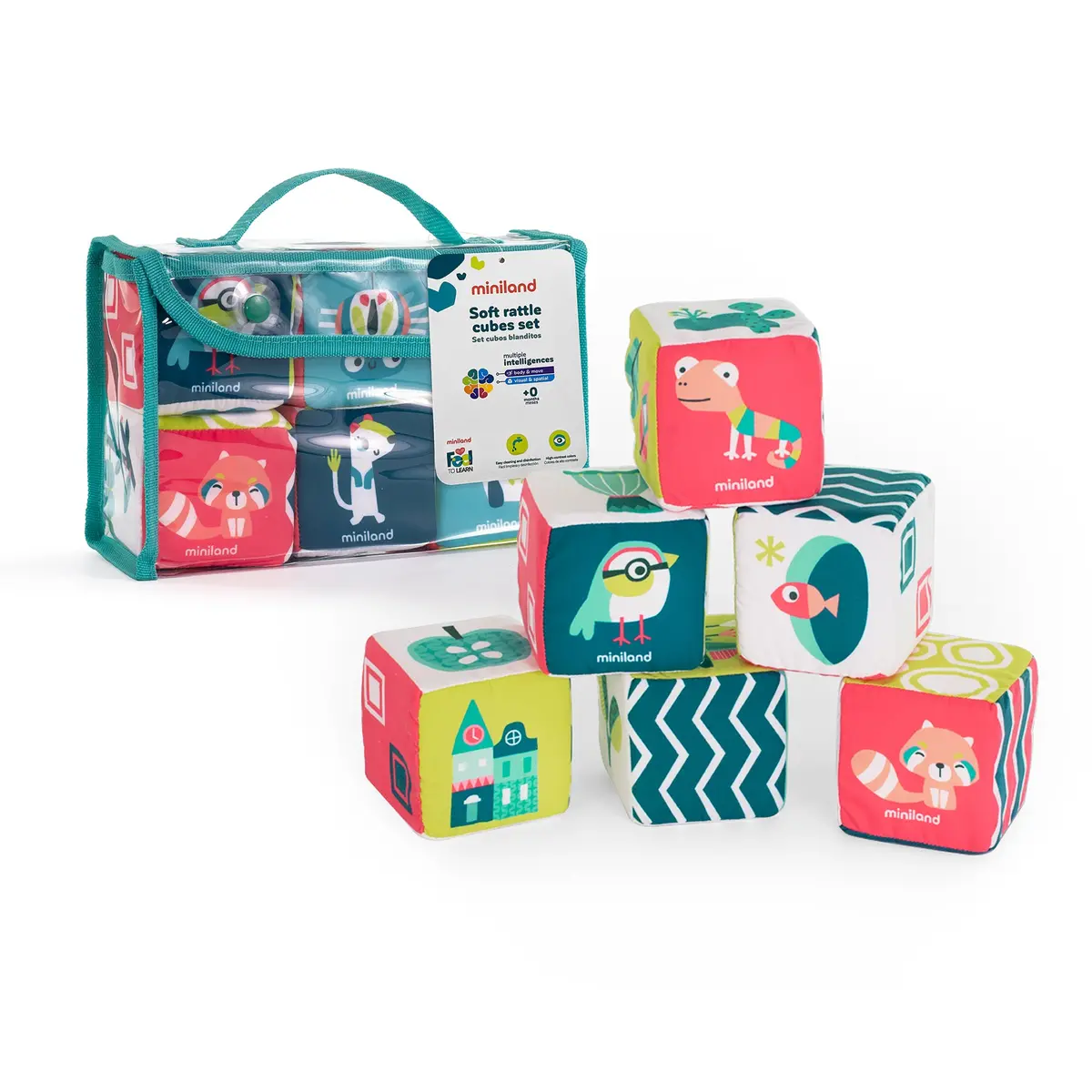 Miniland Feel To Learn - Soft Rattle Cubes Set 1
