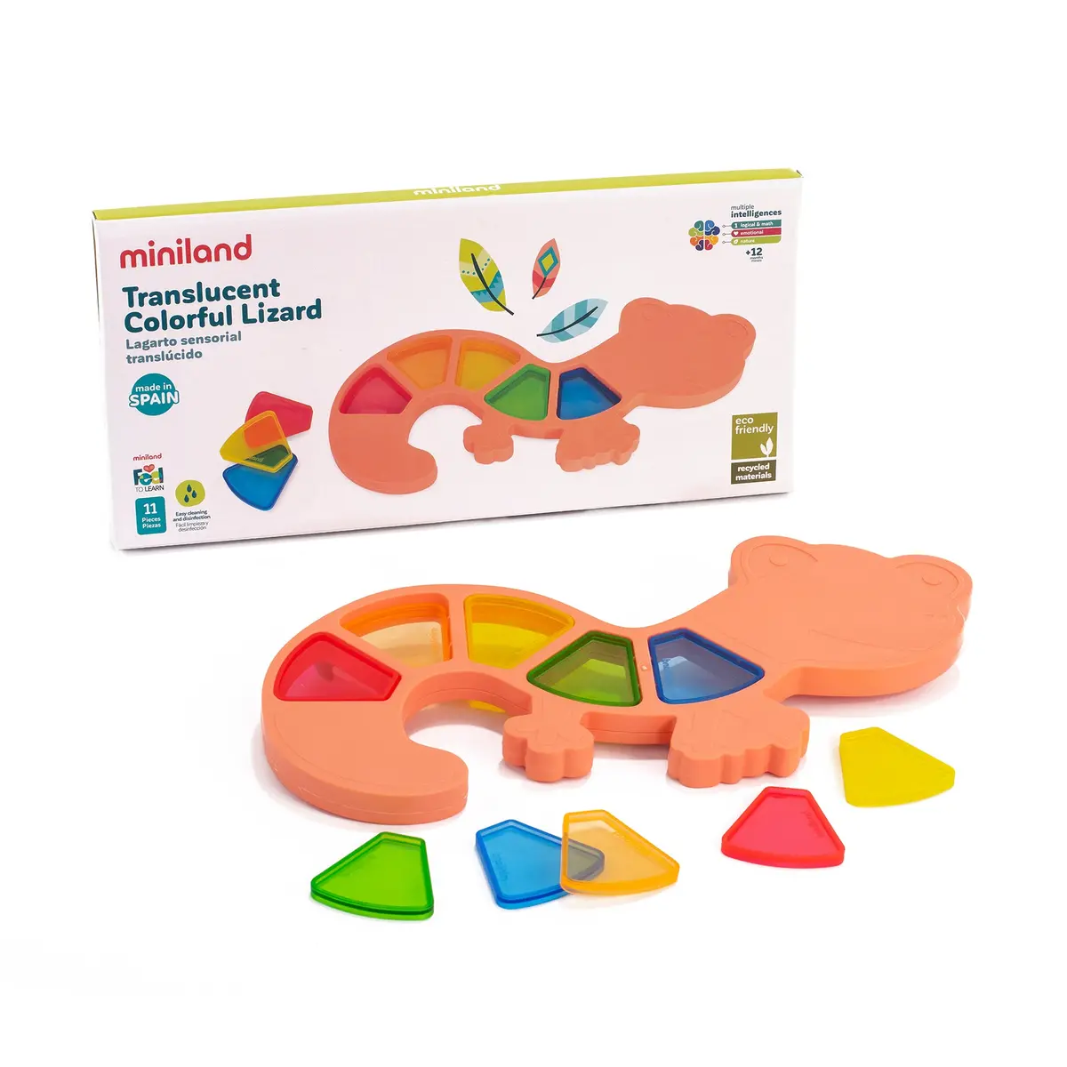 Miniland Feel To Learn - Translucent Colorful Lizard - Sensory Play Set 1