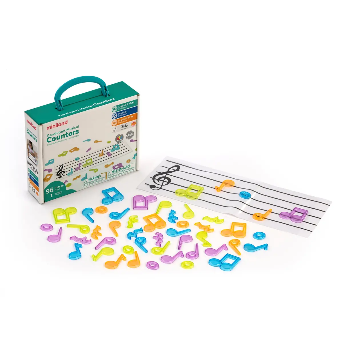 Miniland Translucent Musical Counters - Vibrant Note-Shaped Pieces For Early Learning 1