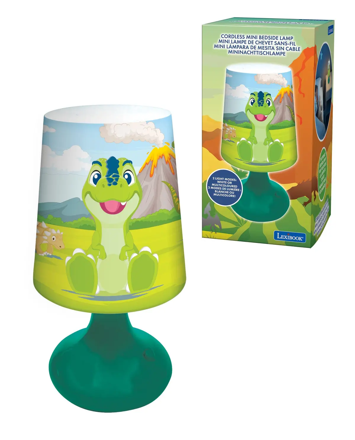 Lexibook Dinosaur-Themed Led Wireless Mini Bedside Lamp - Multicolor 1