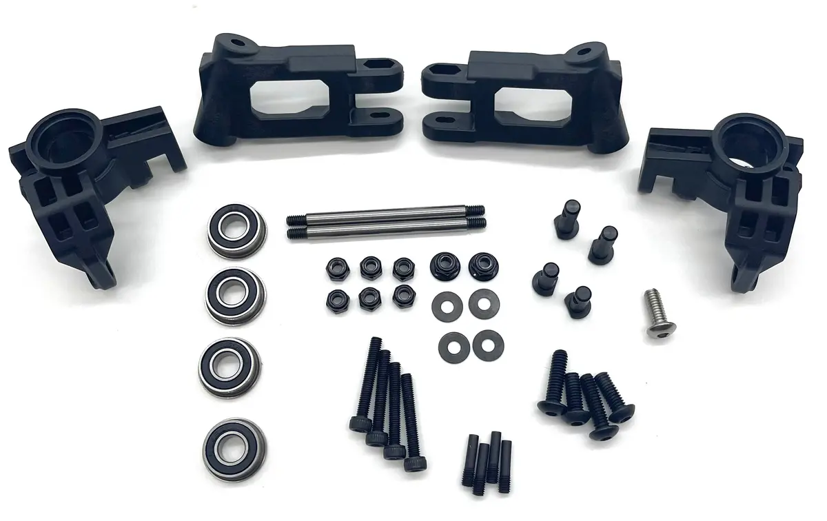 Tekno Mt410 2.0 Front Spindle And Carriers (Bag F) (Spindle, Carrier, Bearings, Pins Tkr9501 1