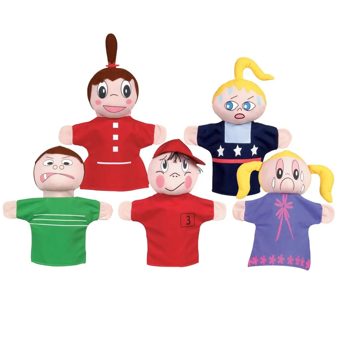 Get Ready Kids How Am I Feeling Hand Puppet Set, Caucasian - 5 Pack 1