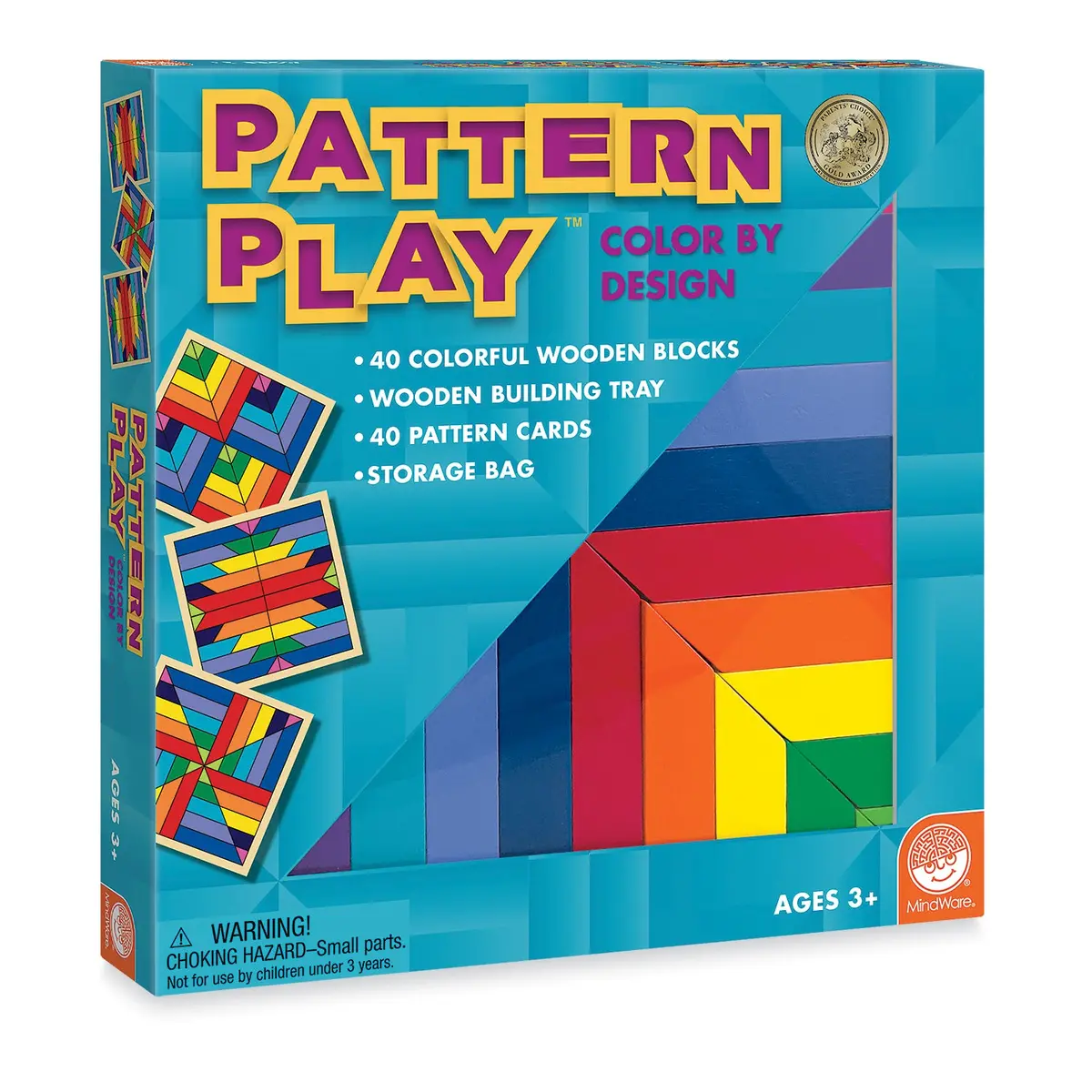 Mindware Pattern Play Colorful Wooden Block Set - 40 Pieces 1