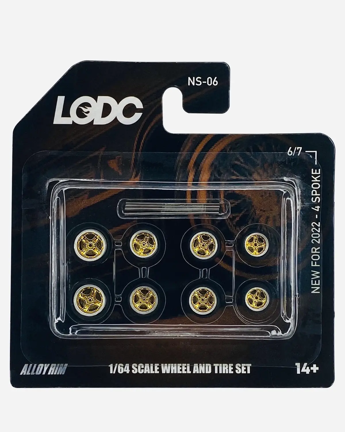 Lodc Series 2 Alloy 4 Spoke Rims Wheels & Tire Set W/ Axles Ns-06 (6/7) - 2 (8Mm), 4 (10Mm), 2 (12Mm) 1