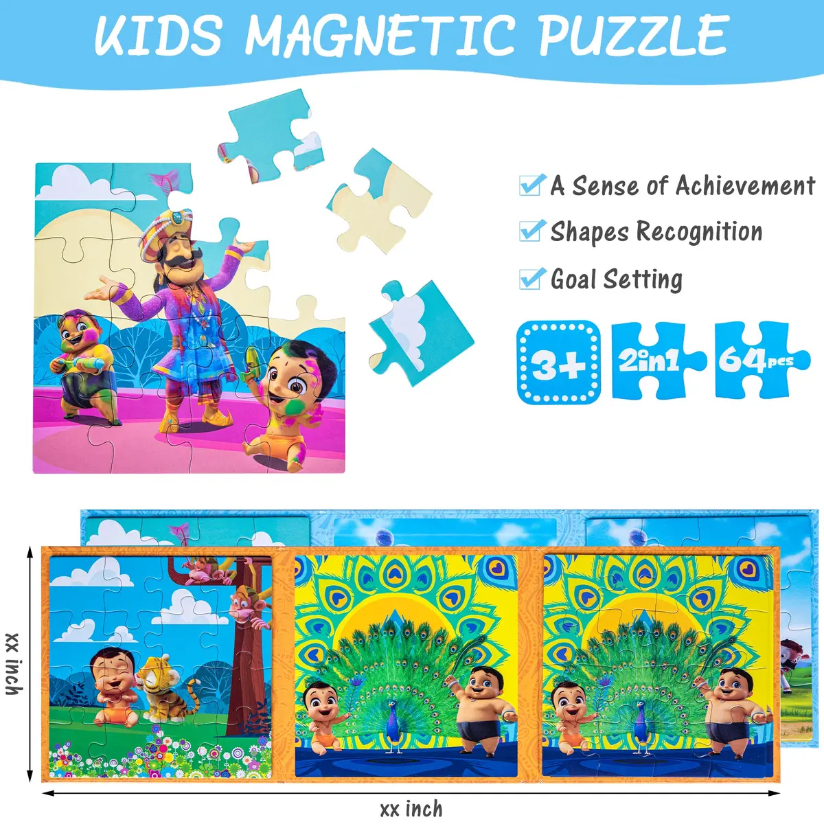 Mighty Little Bheem 2 Pack Magnetic Jigsaw Puzzles – 16 Pc 1