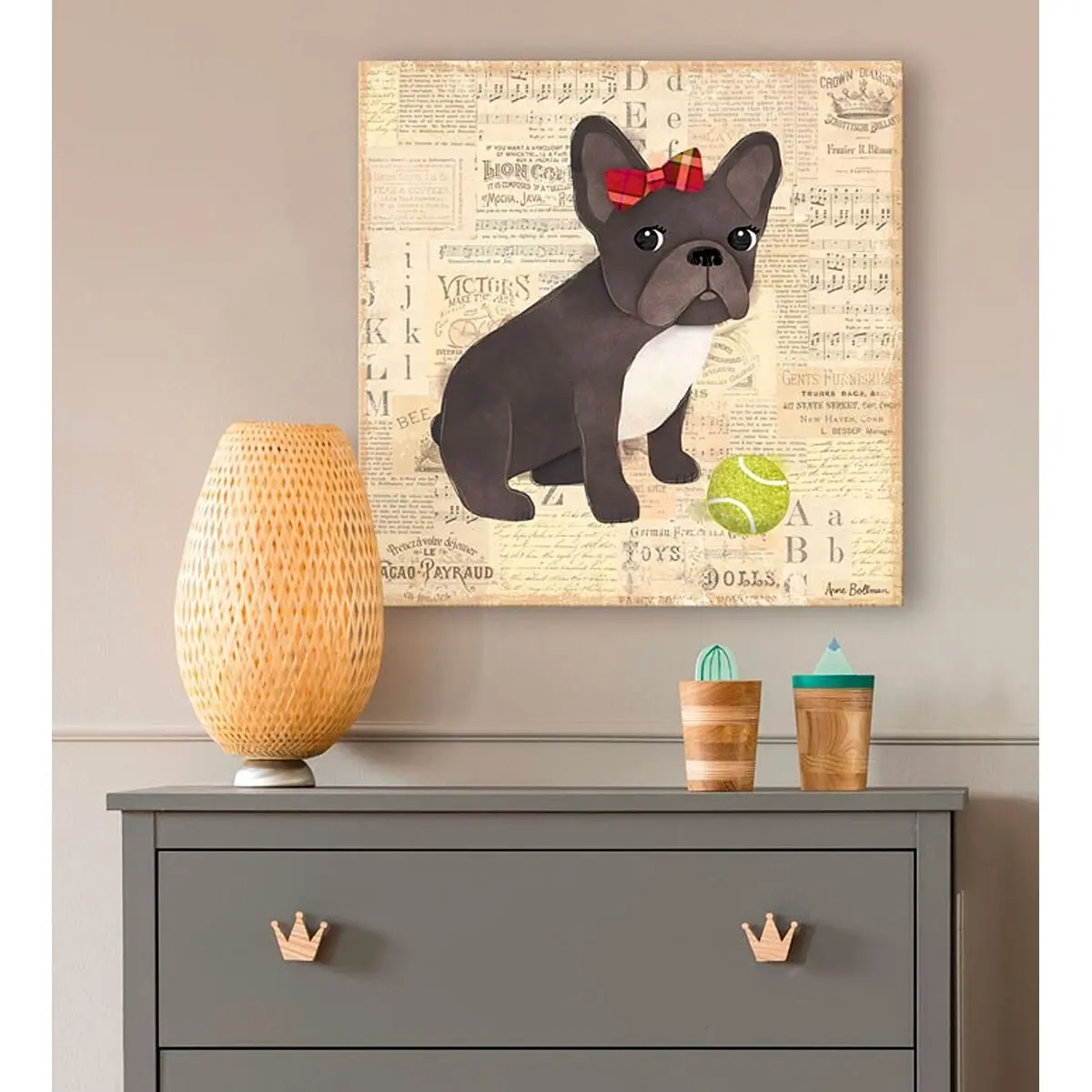 Oopsy Daisy's Frenchie Girl Canvas Charm 1