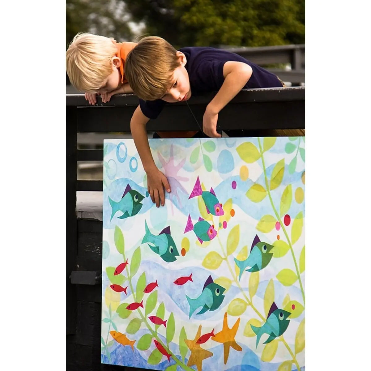 Oopsy Daisys Friendly Fish C: Turquoise Toddler Room Art 1