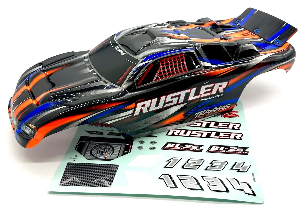 Rustler 2Wd Bl-2S Body (Orange) Cover Shell Painted Clipless 37354-4 1