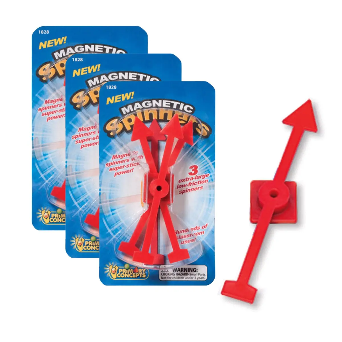 Primary Concepts Magnetic Spinners - Red - 3 Sets Of 3 1