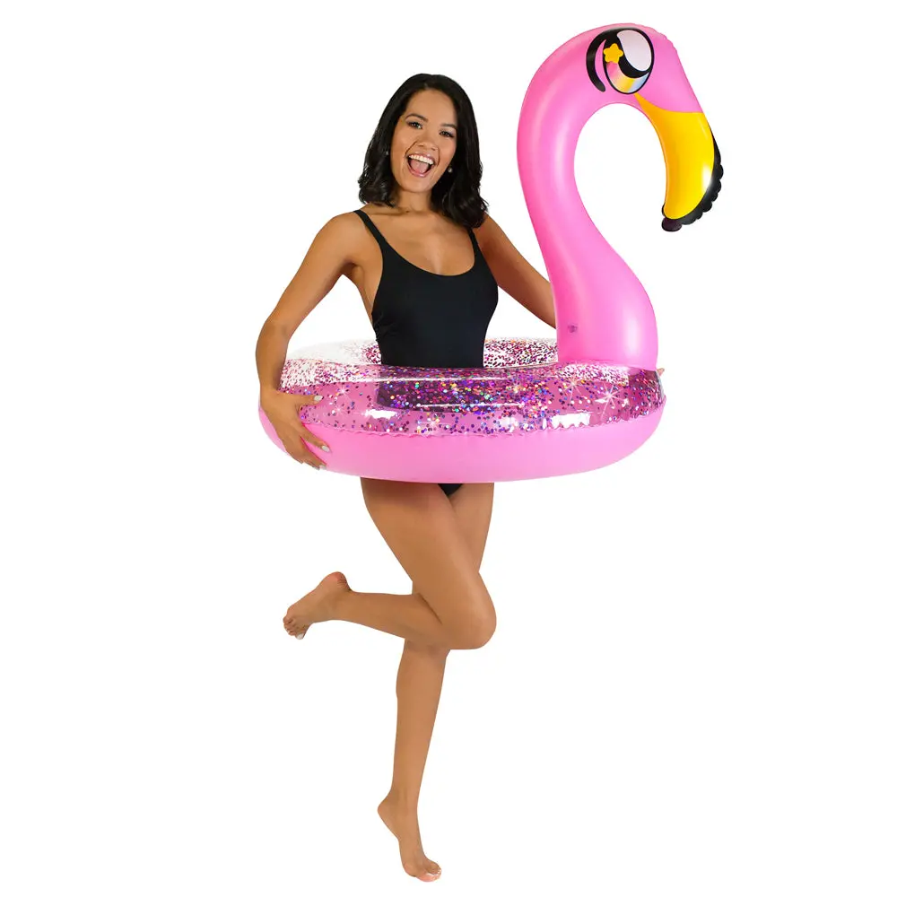 Poolcandy Glitter Flamingo 36-Inch Color-Changing Pool Tube 1