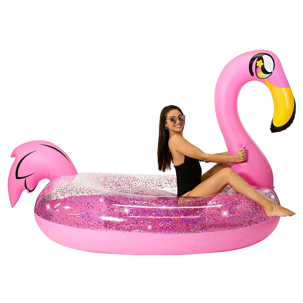 Poolcandy Gigantic Glitter Flamingo Pool Float - Pink 1