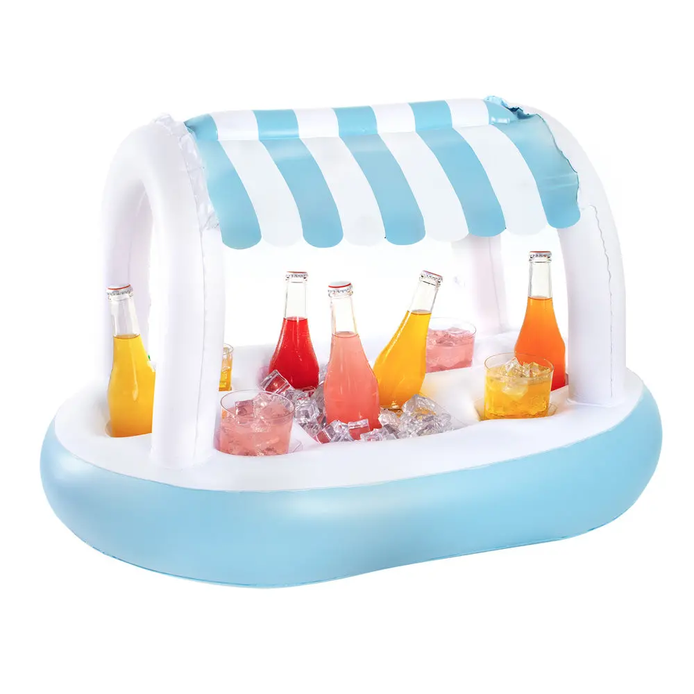 Poolcandy Cabana Stripe Inflatable Buffet With Canopy - 28 X 18 Inch 1