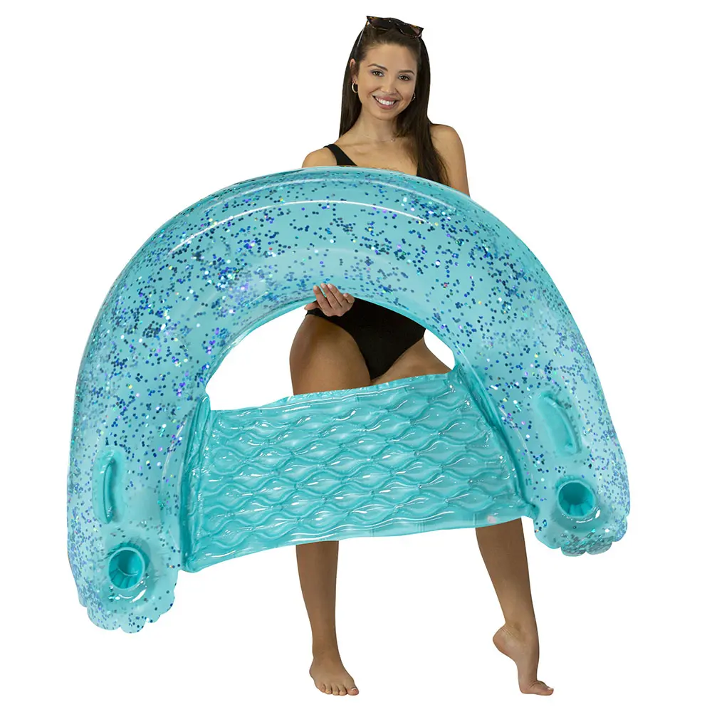 Poolcandy Jumbo Glitter Sun Chair – Aqua Glitter 1