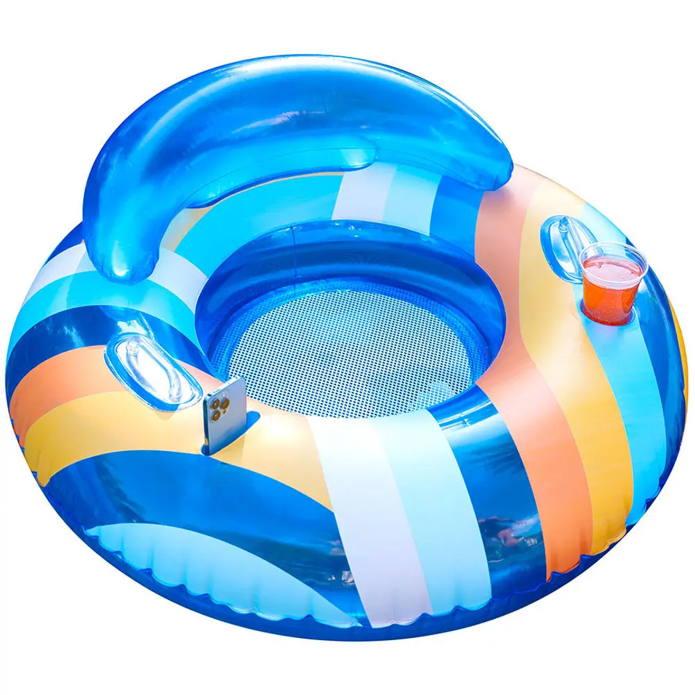 Poolcandy Deluxe 46" Pool Tube With Backrest - Translucent Blue 1