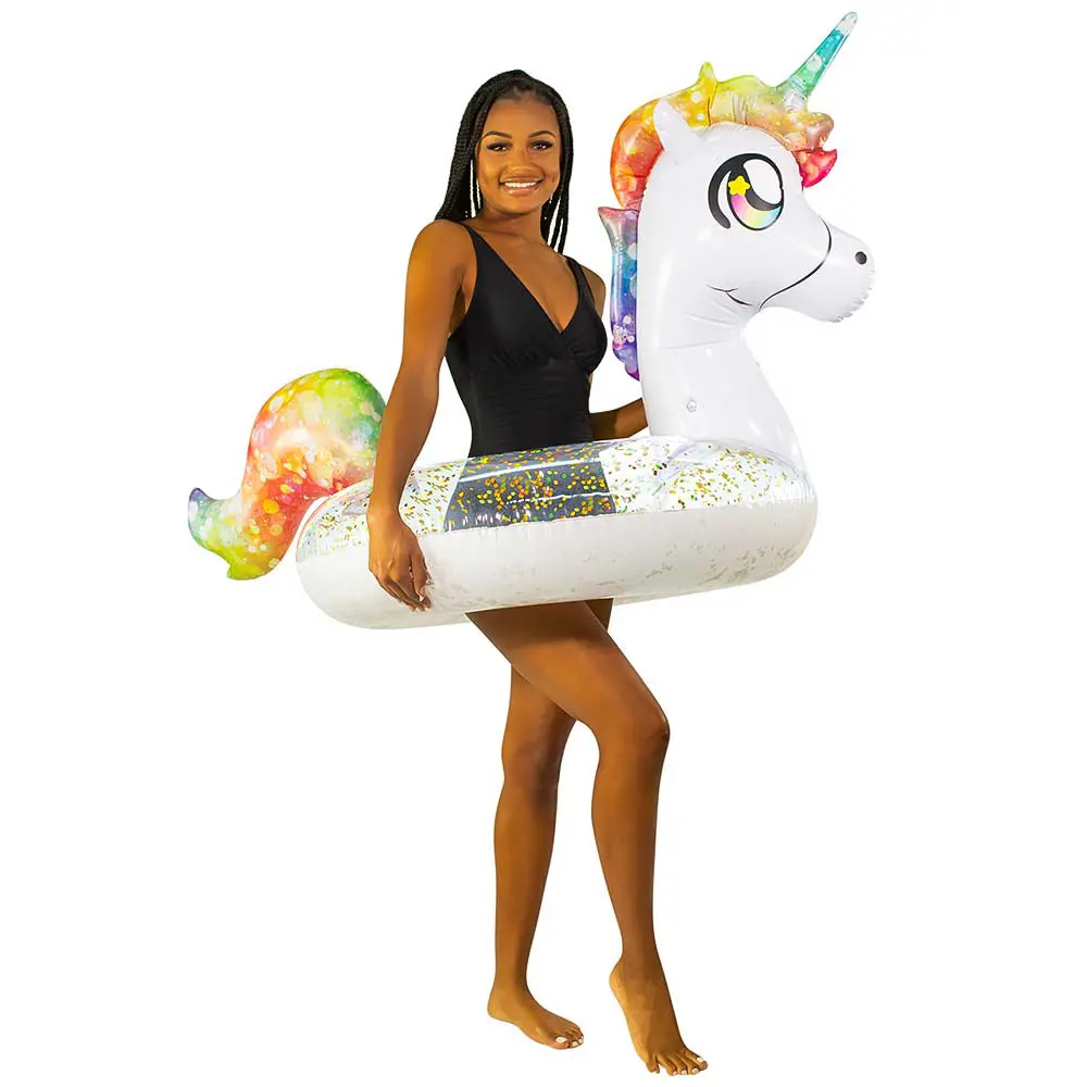 Poolcandy Glitter Unicorn 40-Inch Color-Changing Pool Tube 1