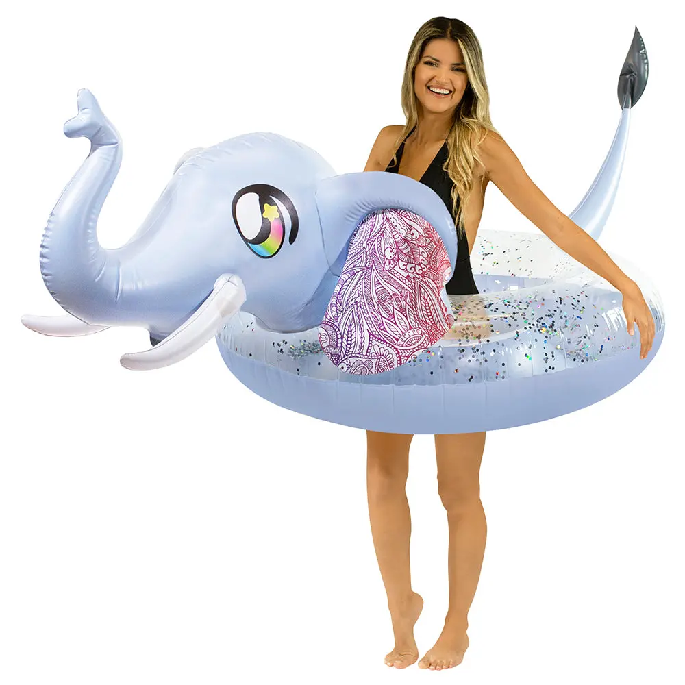 Poolcandy Glitter Elephant Jumbo 48" Beach & Pool Tube With Drink Float 1