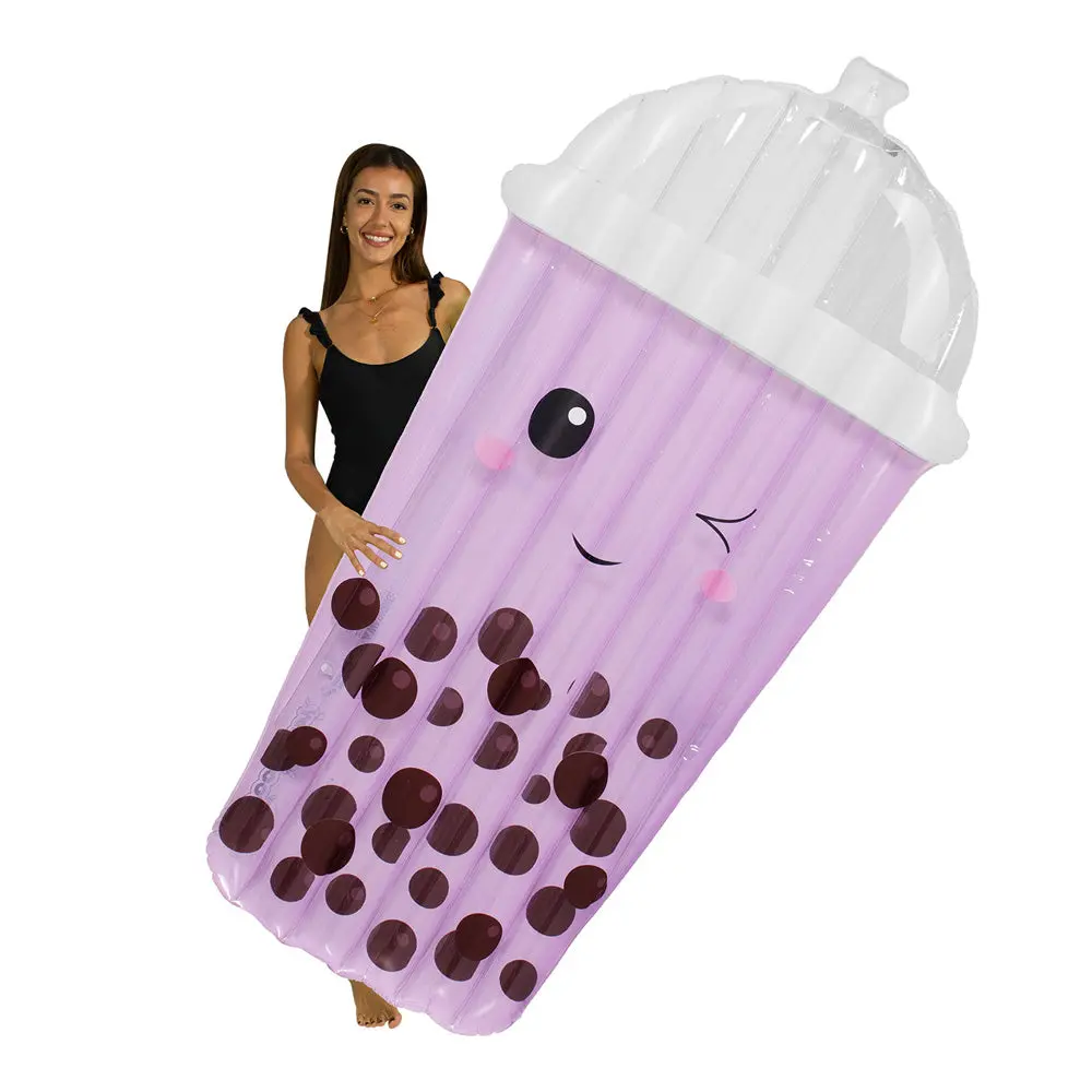 Poolcandy Boba Tea Giant Inflatable Lounging Raft - Purple, 72 Inches 1