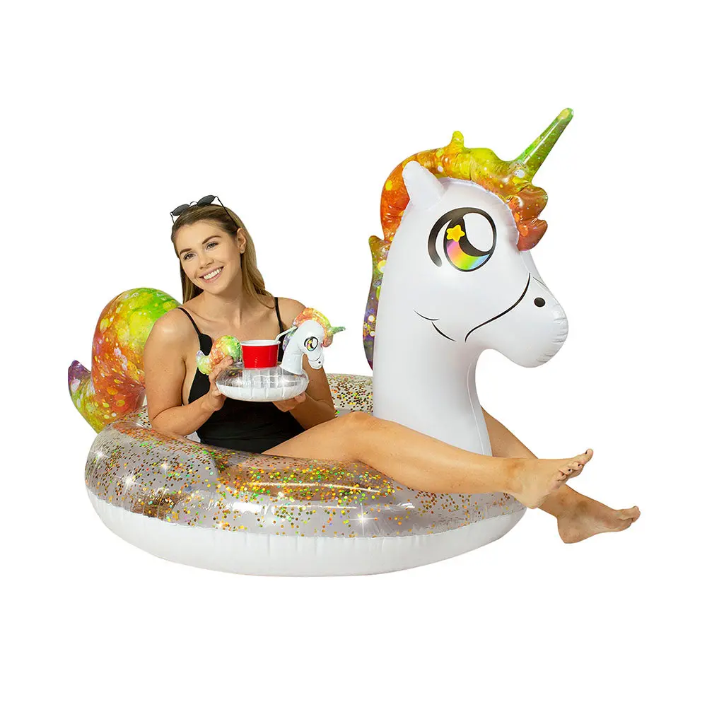Poolcandy Glitter Unicorn Jumbo Pool Float With Drink Holder 1