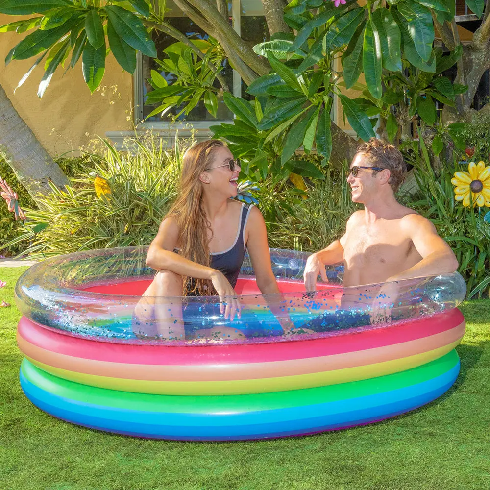 Poolcandy Rainbow Glitter Sunning Pool Deluxe - 60X15 Inch 1