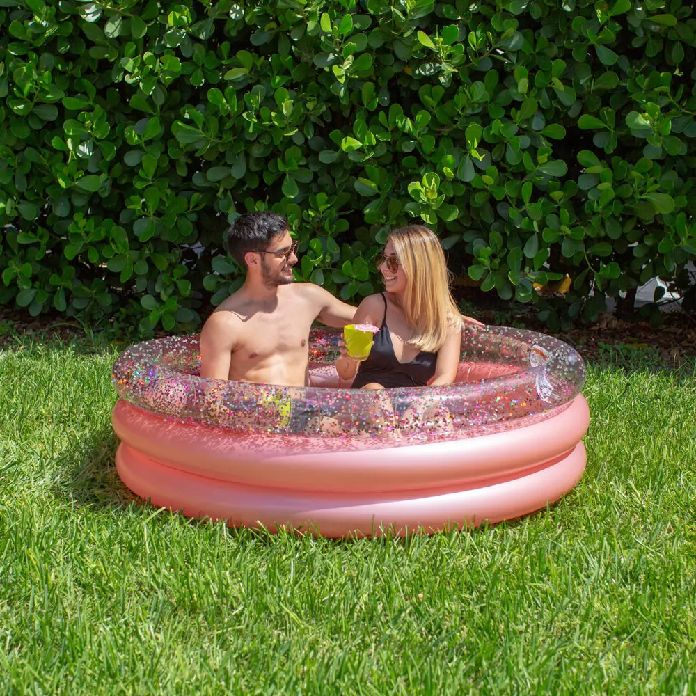 Poolcandy Deluxe Rose Gold Glitter Sunning Pool - 60X15 Inches 1
