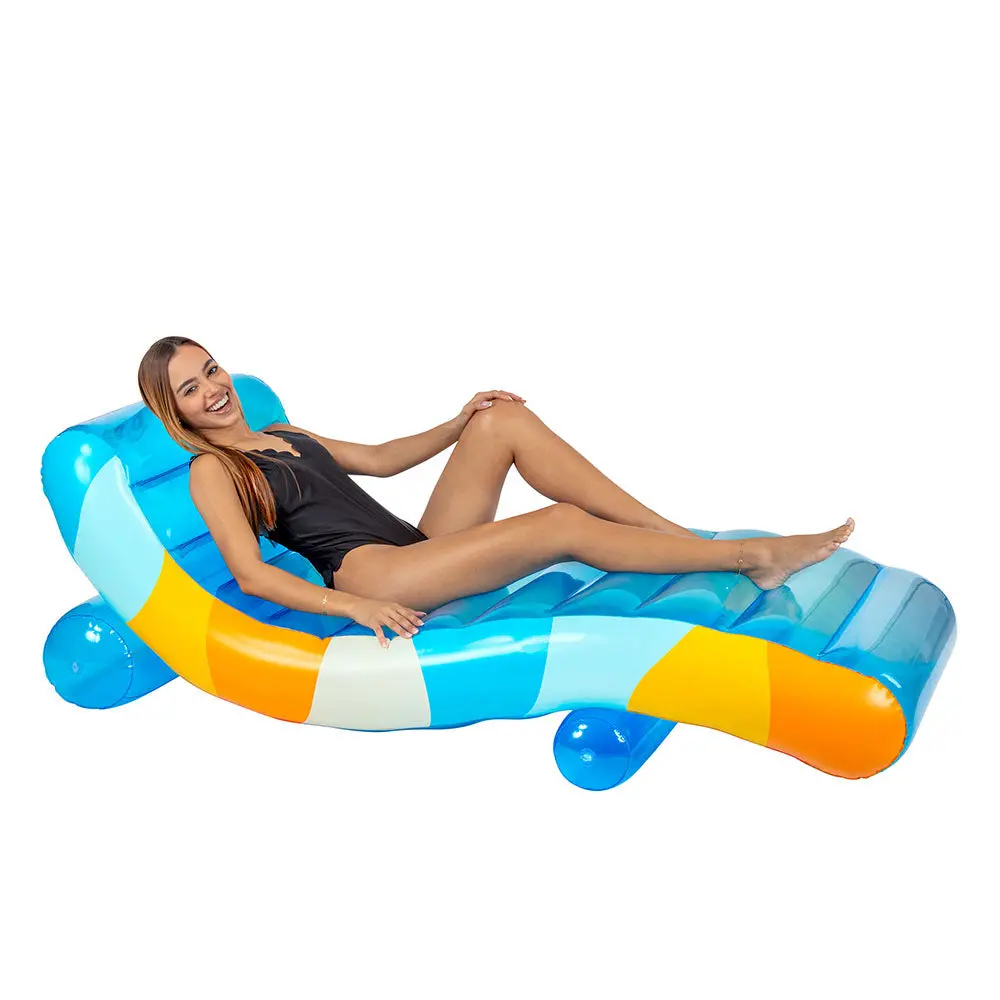 Poolcandy Good Vibes Floating Chaise Lounger - Dual Use, Vibrant Blue 1
