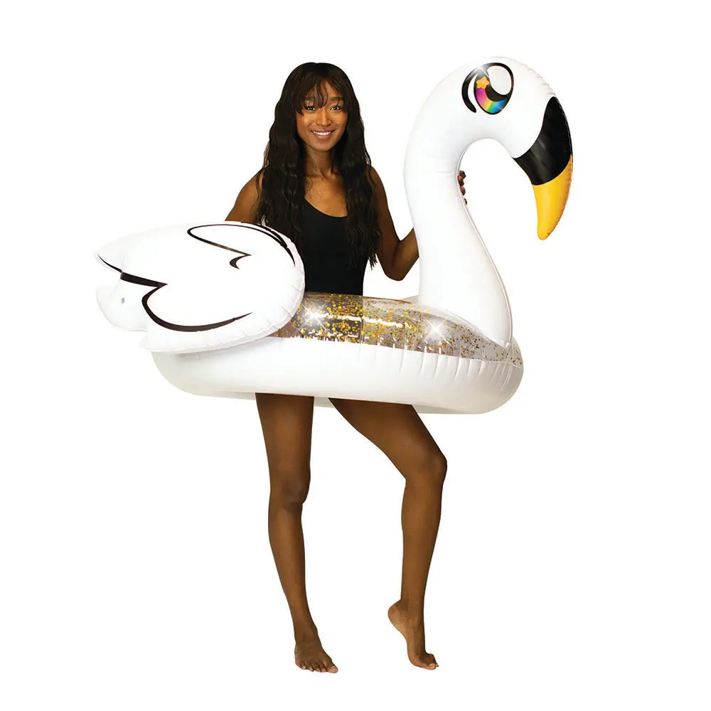 Poolcandy Deluxe 48" Gold Glitter Swan Pool Tube 1